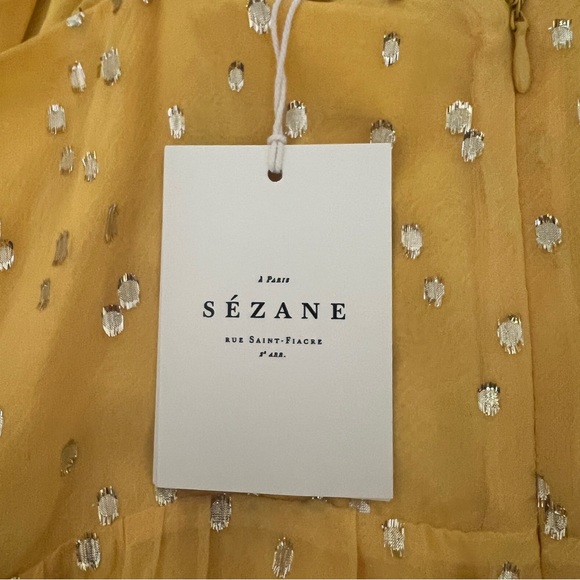 NWT Sézane Olymea Dress in Golden Yellow size 40 US 8 - Picture 6 of 9